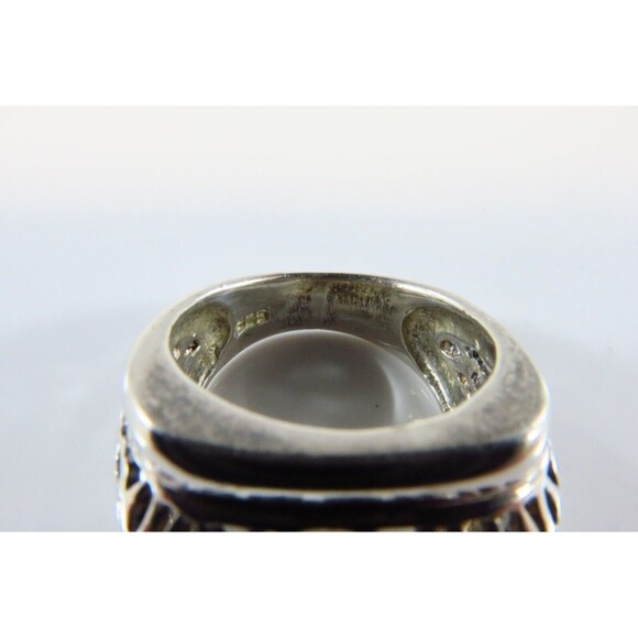 Pierced Sterling Silver Designer Style Finger Ring Pre-owned Size 6 1/2 - Picture 7 of 8